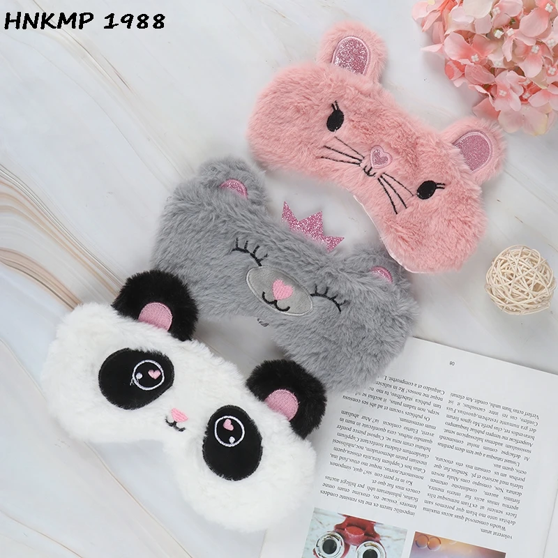 Panda Eye Mask Women Plush Animal Mouse Bear Eye Cover Cute Plush Eye Mask Girl Toy Suitable For Travel Home Party Eyeshade