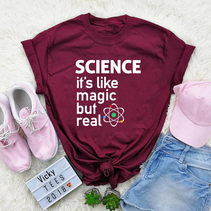 Science Like Magic But Real T-shirt Funny Retro Science Teacher Shirt Liberal Tee Nerd Shirts Science Lover Tees Harajuku Tops