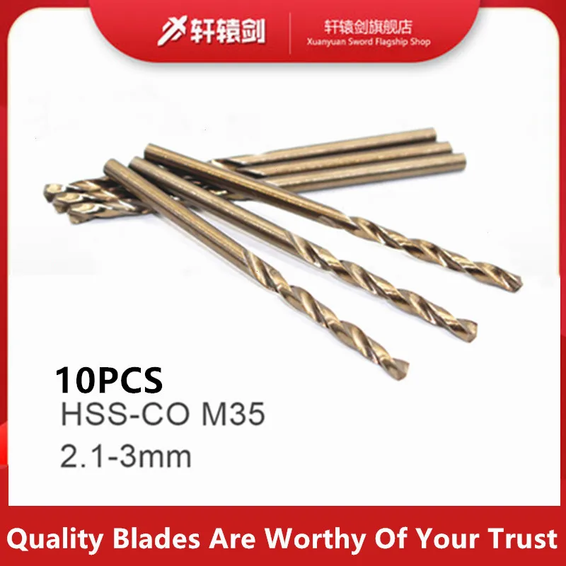 10 Chiếc 2.1 2.2 2.3 2.4 2.5 2.6 3.0Mm HSS-CO M35 Coban Thép Thẳng Vít Xoắn Dùng Cho Khoan đồng Hồ Nam Dây Thép Không Gỉ