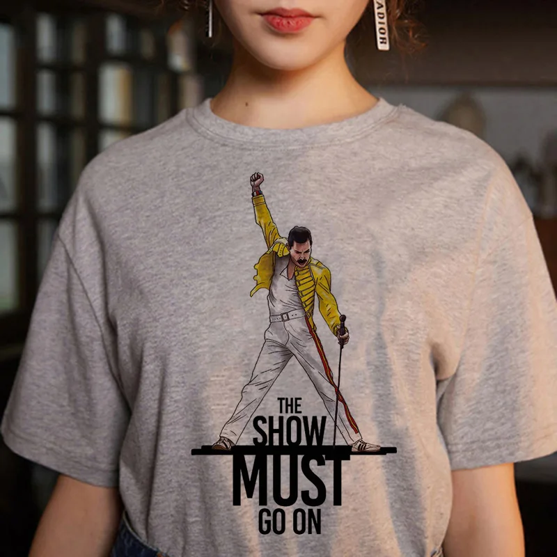 Freddie Mercury Queen Band Graphic T Shirt Women Summer Short Sleeve Tops Harajuku Funny Cartoon Tshirt Ulzzang T-shirt Female