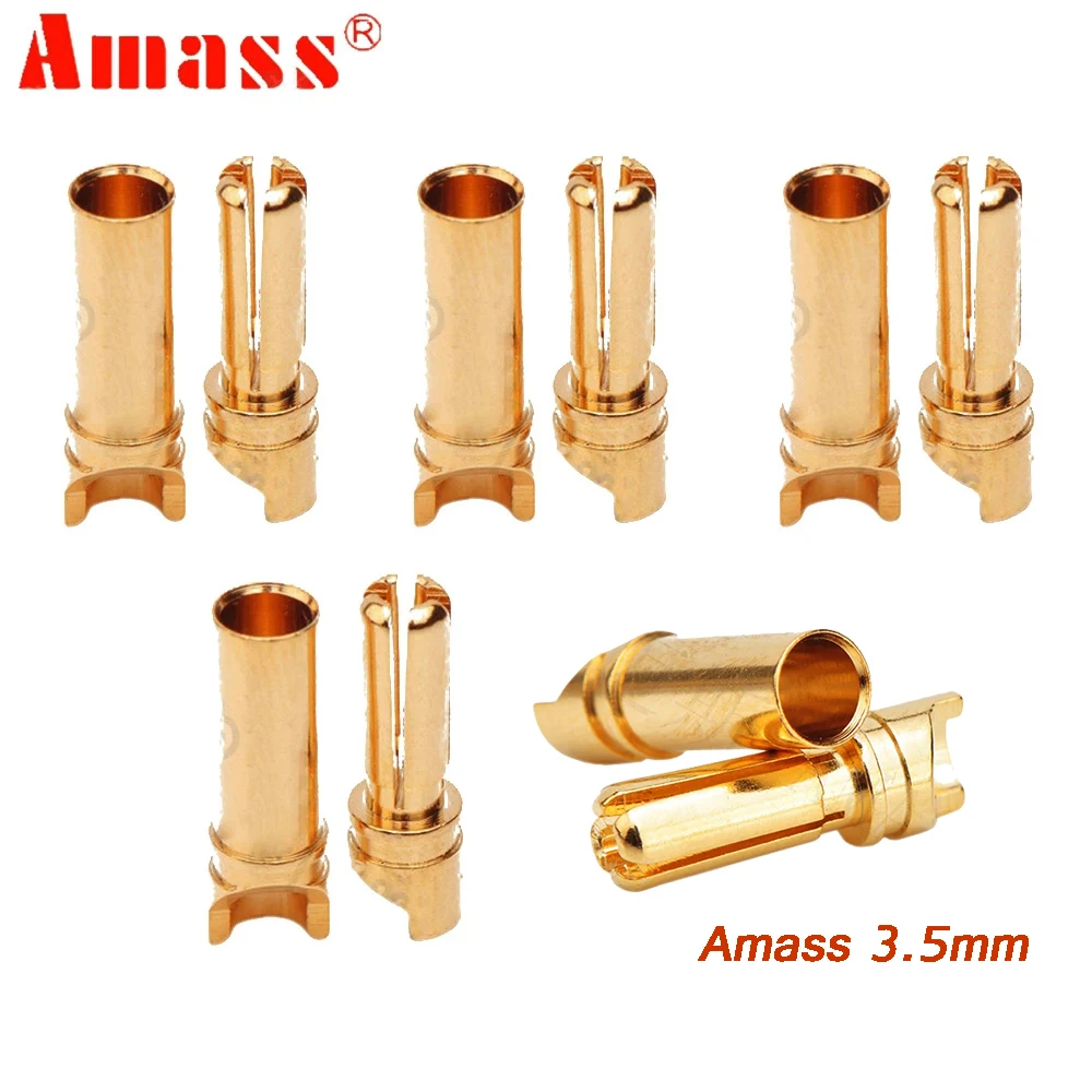 20pcs/lot Amass GC-3514 3.5mm Golden Bullet Connector For RC ESC Motor Lipo Battery Rc Car Truck Airplane Toys DIY Parts