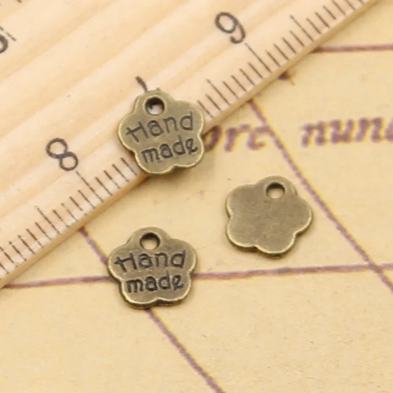 30pcs Charms Plates Hand Made 8x8mm Tibetan Bronze Silver Color Pendants Antique Jewelry Making DIY Handmade Craft Pendant