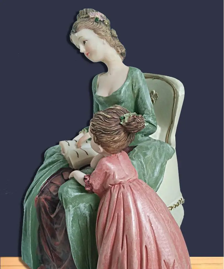 European Resin Family Mother Daughter Angel Figurines Wedding Gifts Home Livingroom Table Statue Furnishing Decoration Crafts