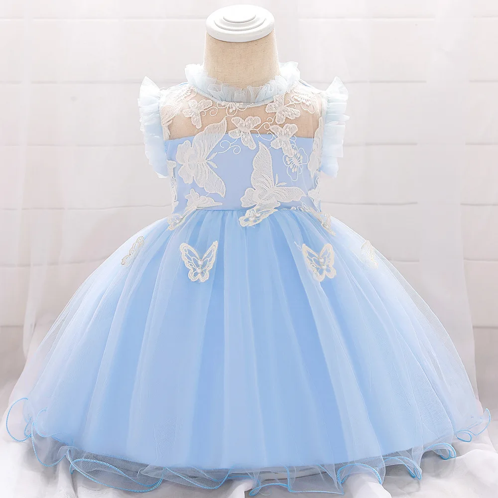 Vestido de princesa para bebês 2021, vestido para crianças, gola dos estados unidos, borboleta, com lavagem para os dias de 100