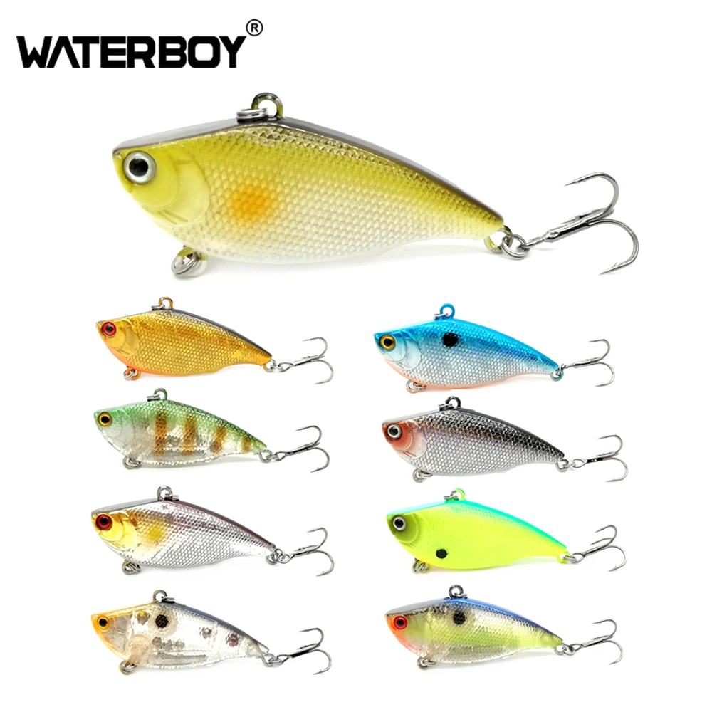 WATERBOY Winter Hard VIB Lures 5.5cm 10g Fishing Bait Treble Hooks Sinking Crankbait Wobber Fishing Tackle