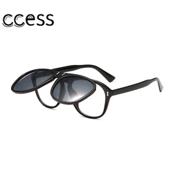 New Round Oversized Square Sunglasses Women Personality Flip Up Grey Sunglasses Men Double Unisex Goggles Eyeglasses UV400