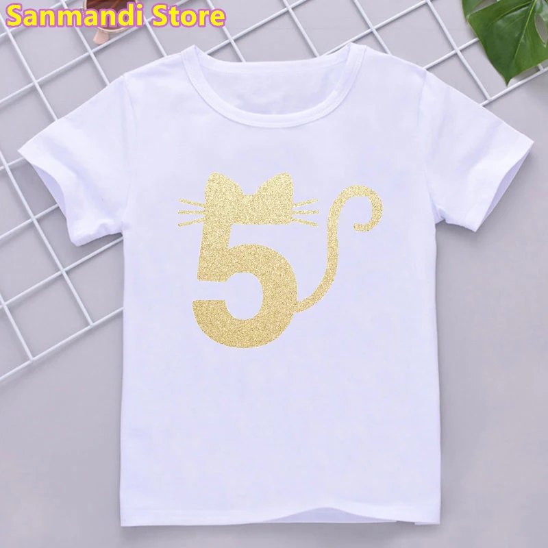 Newest Rainbow Unicorn Print Tshirt Girls Kawaii Kids Clothes 3th/5th/6th9th/10th Birthday Gift T Shirt Children Clothing