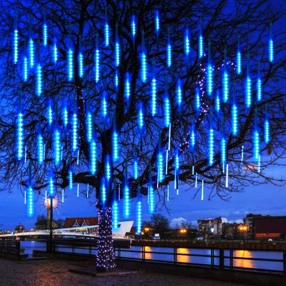 30/50cm 8 Tube Meteor Shower Rain LED String Lights Christmas Tree Decorations Street Garland For Decor Noel New Year Navidad