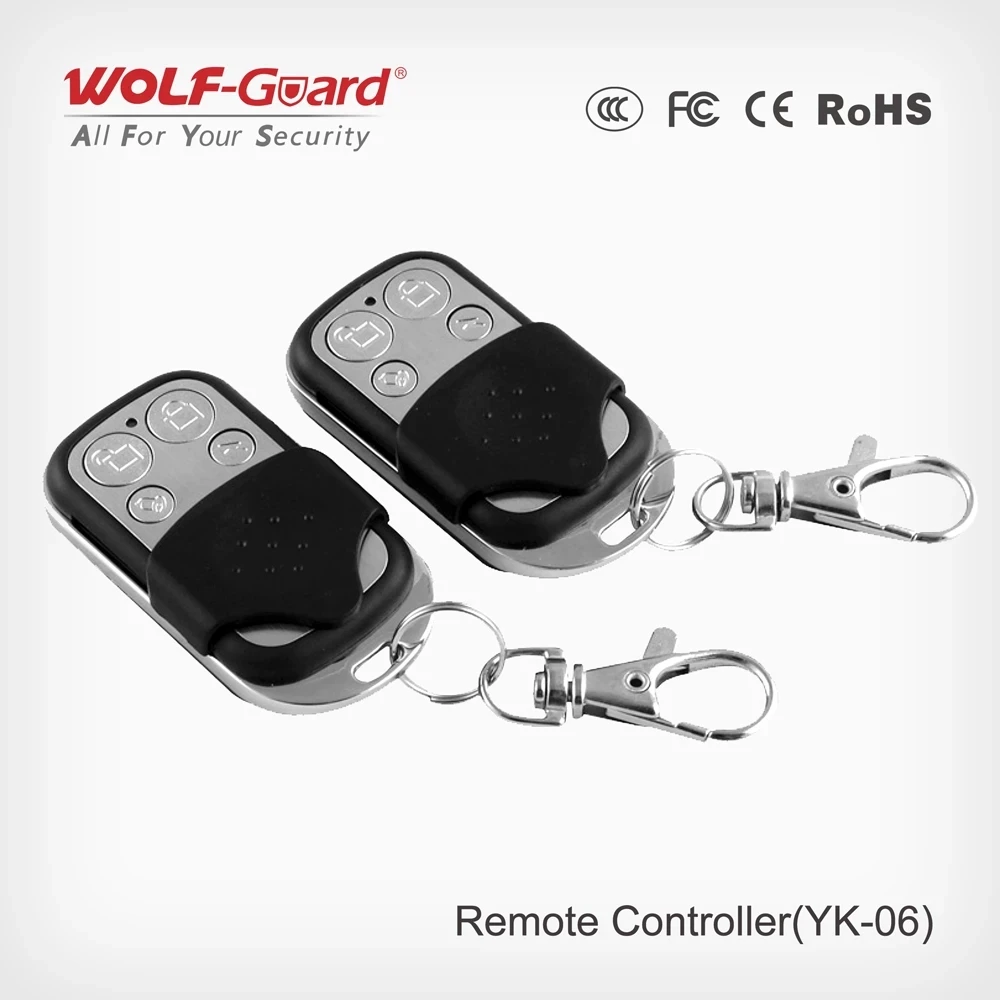 Wolf-Guard-mando a distancia inalámbrico para el hogar, accesorios portátiles de 4 teclas, sistema antirrobo, 433MHz, 1/2 unidades