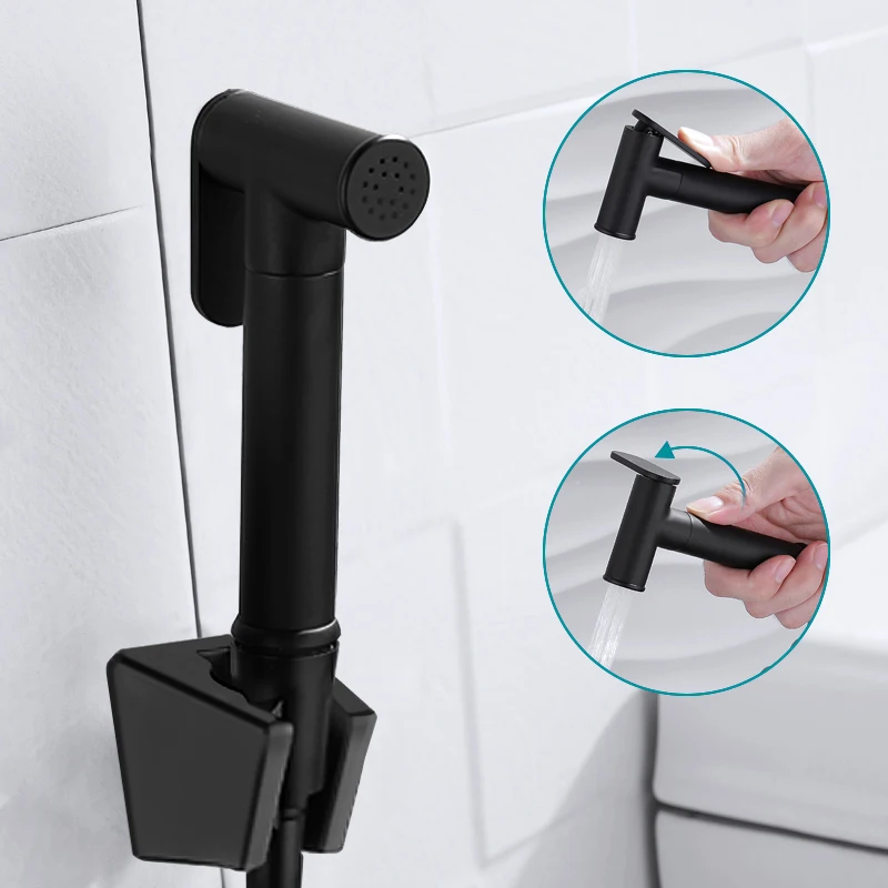 

Hand Bidet Spray High Water Pressure brass Small Handheld Bathroom Toilet Shower Black Shattaff Portable Toilet Sprayer Jet