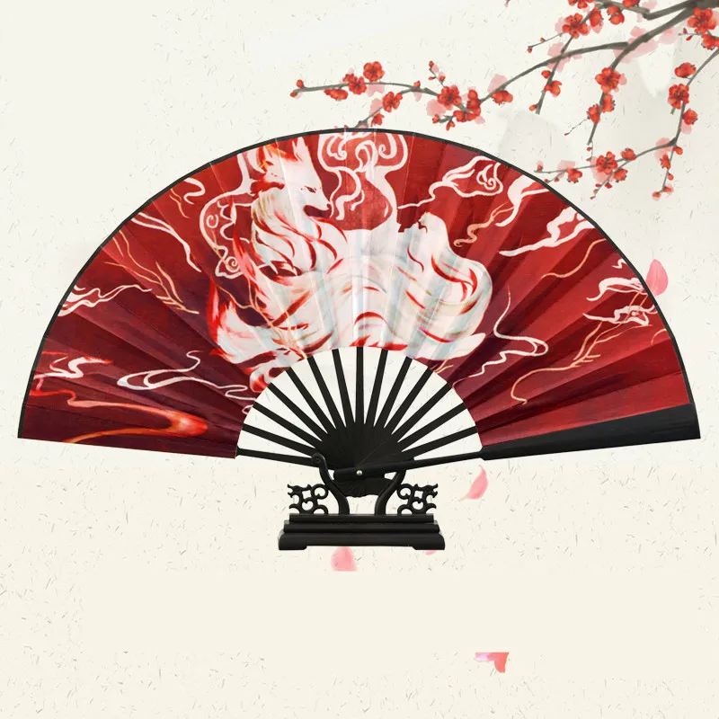 Classical Folding Dance Fan Chinese Style Men Women Silk Hand Fan Portable Vintage Cosplay Bamboo Folding Fan Abanicos Para Boda