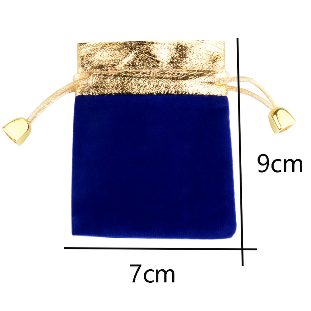 20pcs/lot Vintage Velvet Jewelry Bag Gold Color Trim Drawstring Black Wine Red Blue Gift Bags Wedding Jewelry Packaging Pouches