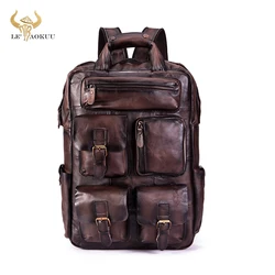 Quality Leather Fashion Travel College School Bag Design Male Heavy Duty Large Backpack Daypack Student Laptop Bag Men 1170-dc