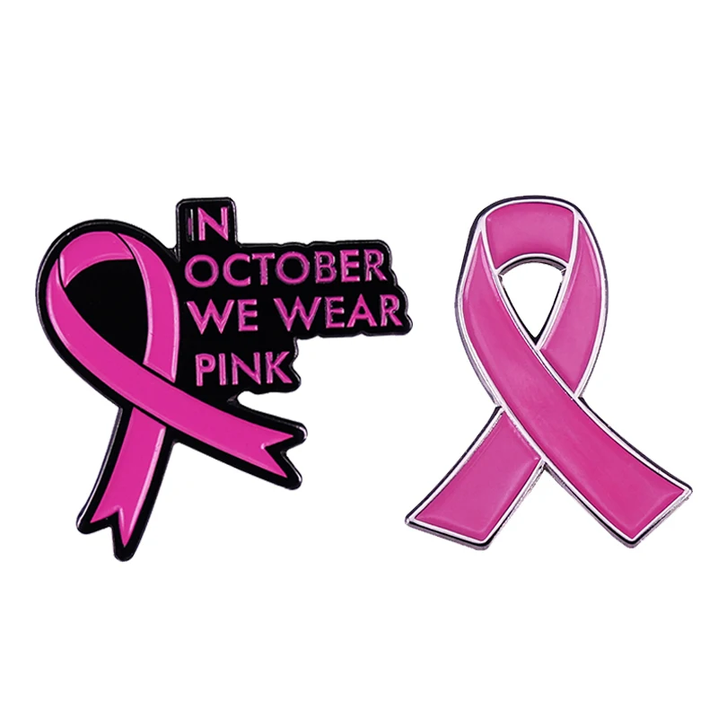 In October we wear pink Ribbon Brooch Woman Survivor Badge Breast Cancer Awareness Month jewelry girl Healthcare Accessories