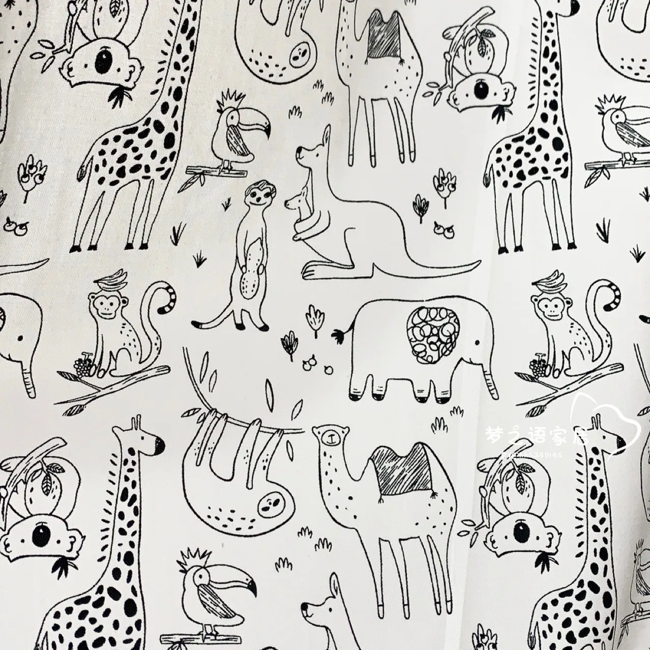 Syunss Black Giraffe Animal Print Cotton Fabric DIY Tissue Patchwork Telas Sewing Baby Toy Bedding Quilt Tecido The Cloth Tilda