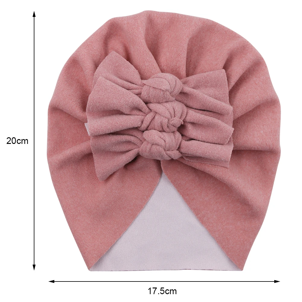 Solid Cashmere Turban Hats Handmade Folded Knotted Caps Soft Warm Beanies Photography Props Infant Autumn Winter Headwraps