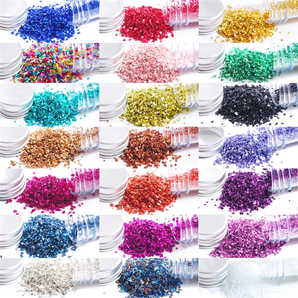 21 Colors Chunky Sequins 2-4MM Craft Glitter Stone Irregular Crushed Glass Glitter For DIY Epoxy Resin 35G/Tube