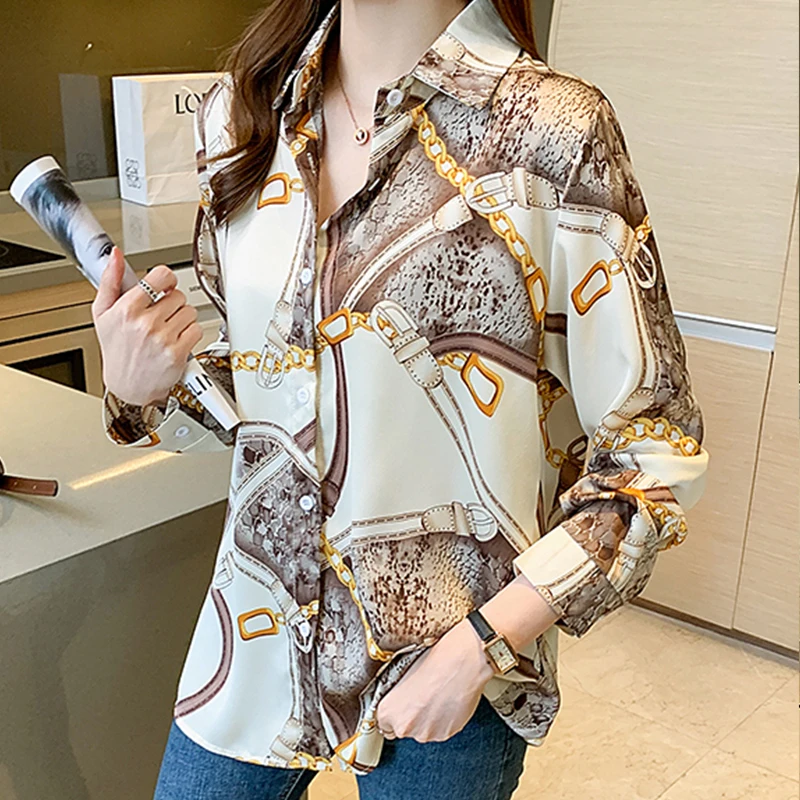 Fashion printing ladies shirts Women\'s Blouses Spring Autumn Long Sleeve Shirts Tops Blusas Mujer