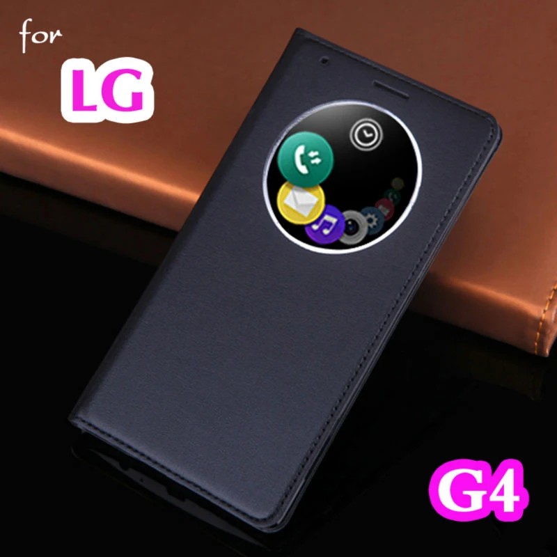 Flip Cover Leather Phone Case For LG G4 LGG4 G 4 H818 H815 H812 H811 H810 LS991 VS986 F500 Smart View Back Case Circle Window