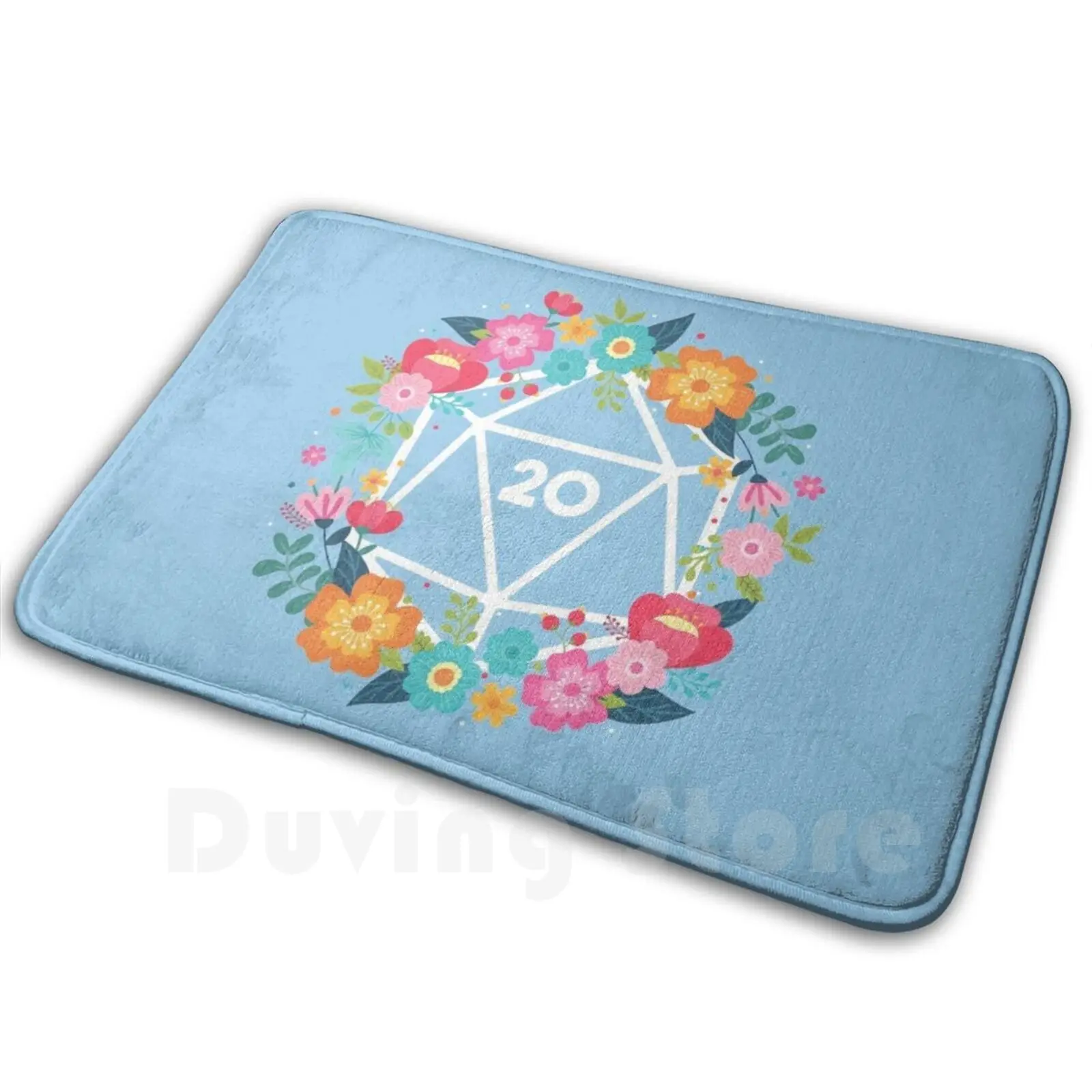 Dice Floral Wreath Mat Rug Carpet Anti-Slip Floor Mats Bedroom Rpg Role Playing Game Miniature Tshirt Dnd Tshirt