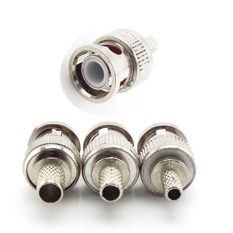 10pcs BNC Male Crimp Type Connector adapter plug for CCTV audio BNC Female Coupler Connector RG58/RG59/RG60 cable