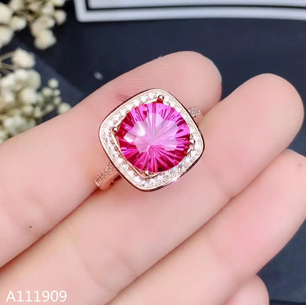 

KJJEAXCMY boutique jewelry 925 sterling silver inlaid Natural pink topaz ring female male support detection exquisite