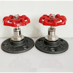 2 PCS Retro Cast Iron Flange Valve Wall Hook DIY Industrial Style Clothes Bag Hanger Hook Loft Industrial Style Cast Iron Flange