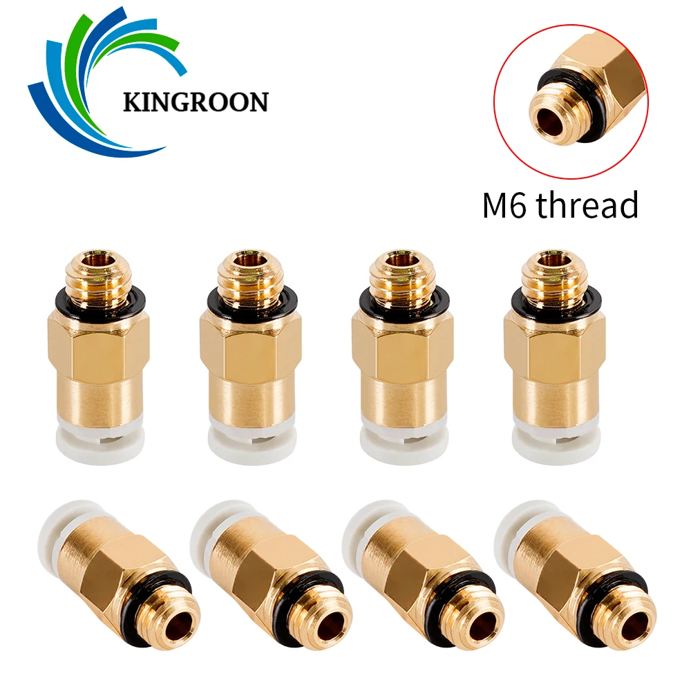 

2pcs KJH 04 M6 Pneumatic Connector Straight Air 3D Printer Part Copper Connector For V6 Bowden Extruder 4*2mm Filament PTFE tube