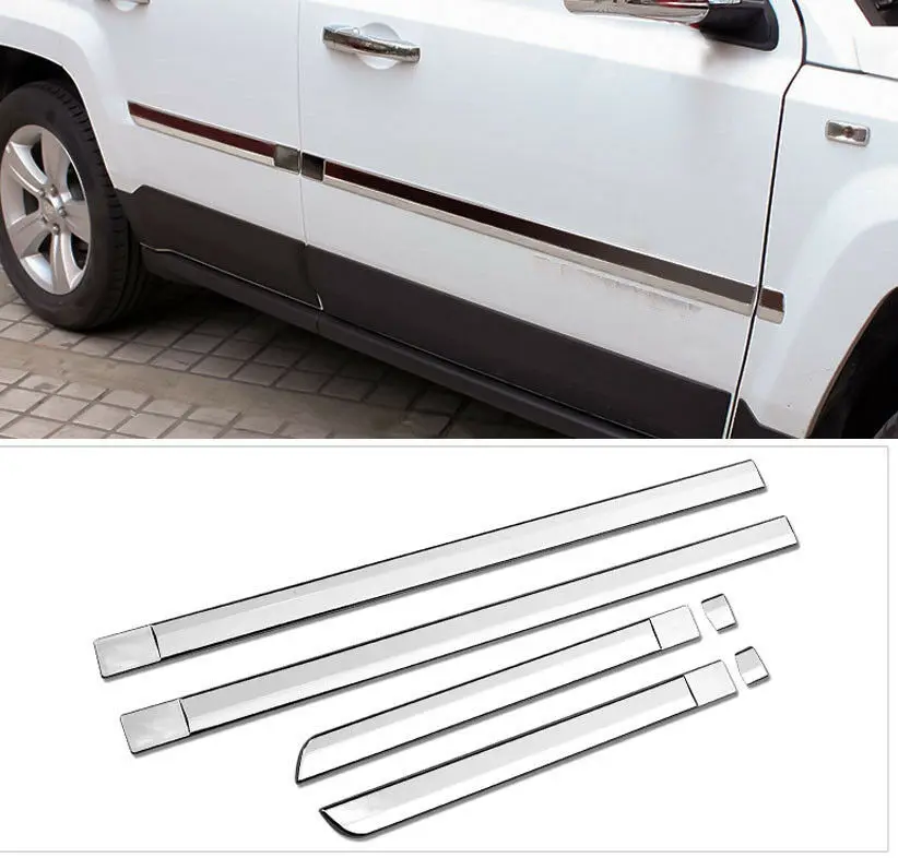 Fit For Jeep Patriot 2011-2017 High quality ABS Silver Car Door Body Side Molding Protector Cover