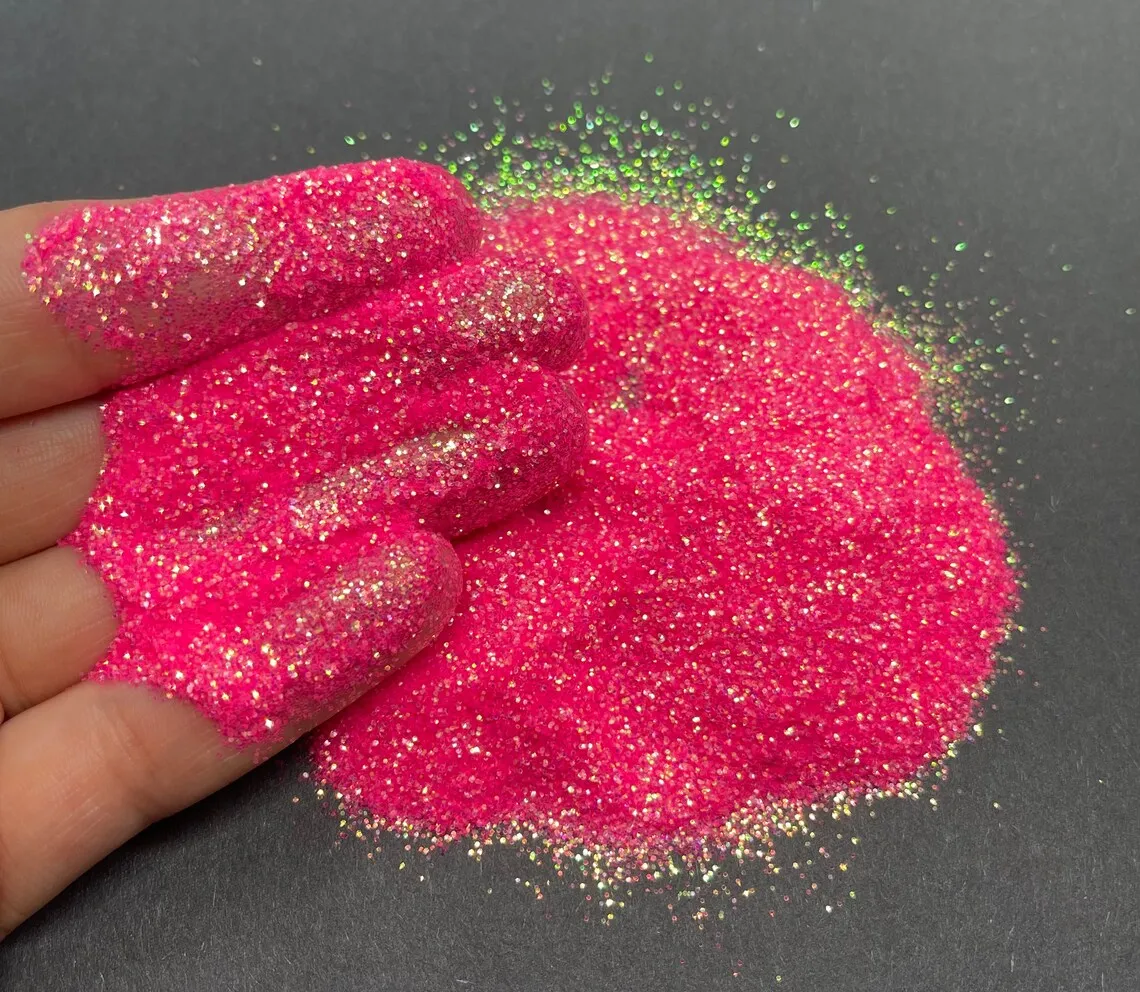 

50grams Fine Glitter Mix 0.2mm Neon Iridescent hot pink glitter for tumblers, resin, nail art, crafts, and more - Pink Glitter