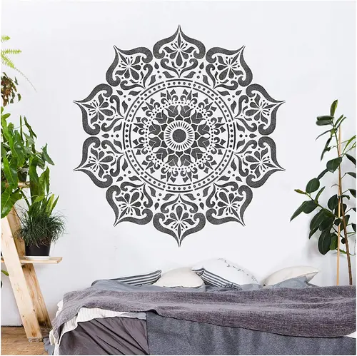 Imagen 2 del producto Molde de mandala artesanal de 30x30 cm para pintar plantillas, álbum de fotos estampado, tarjeta de papel en relieve sobre madera, tela, plantilla de pared