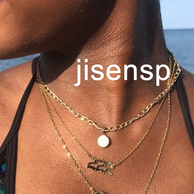 Fashion Angel Number Necklaces For Women Men 111 222 333 444 555 666 777 888 999 Devil Necklace Stainless Steel Jewelry BFF Girl