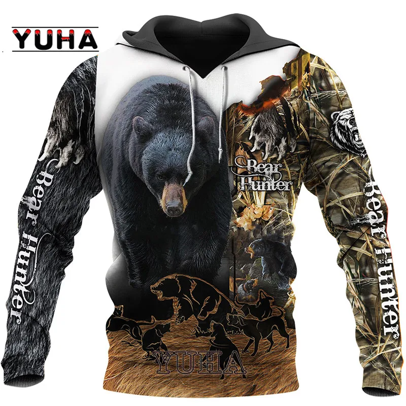 

Bear HUNTING3D Printed Shirts 3D Print Hoodies/Sweatshirt Man Women big black bear Bow Hunter Bear