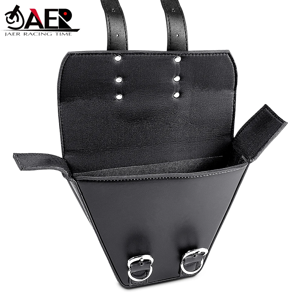 JAER-Bolsa de sillín colgante Universal para motocicleta, almacenamiento de herramientas de cuero PU, elegante y práctico, resistente al desgaste,