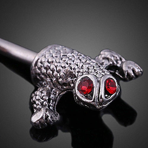 Women Punk Cool Lifelike Red Eye Lizard Design Belly Button Navel Ring Jewelry Sexy Women Belly Ring Fashion Punk Piercing Jewel