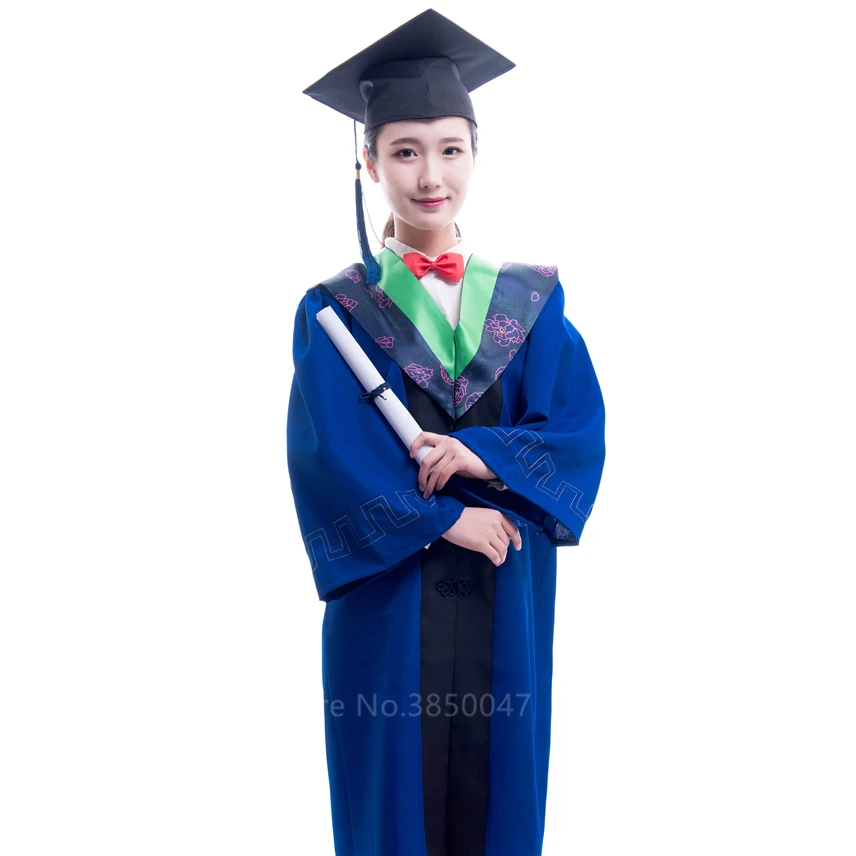 Uniforme de estudiante universitario para niña, uniforme de graduación, conjunto de ropa escolar, chaqueta y sombrero para hombre y mujer