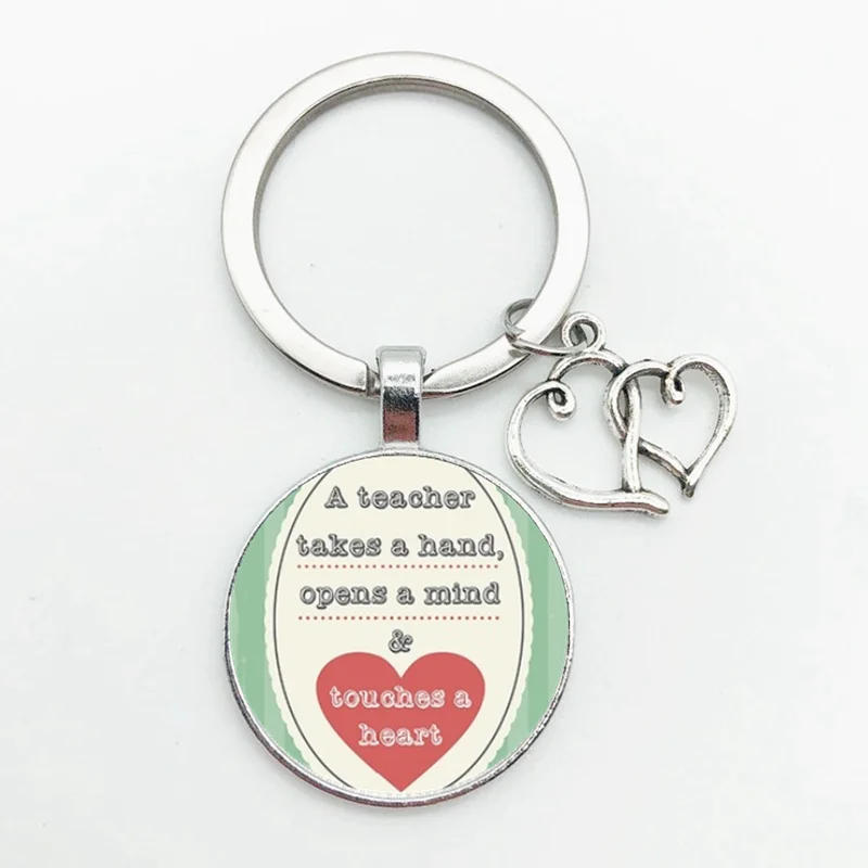 Gift for The Teacher Day Keychain The Best Teacher Present Cut Car Key Chain Ring Holder for Men and Women Jewelry