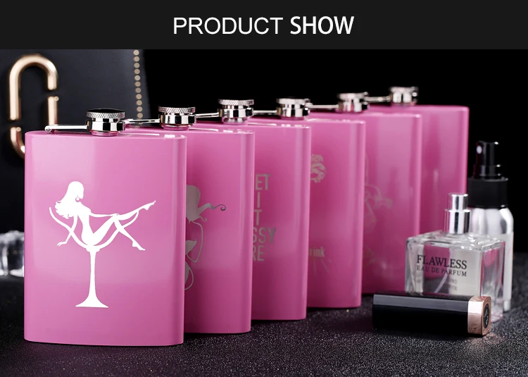 8 UNZEN Plum Rose Rot Metall Edelstahl Flachmann Für Frauen Dame Trinken Zitate Geschenk Mode Wein Topf Flagon LOGO Custom Laser – Detail 3