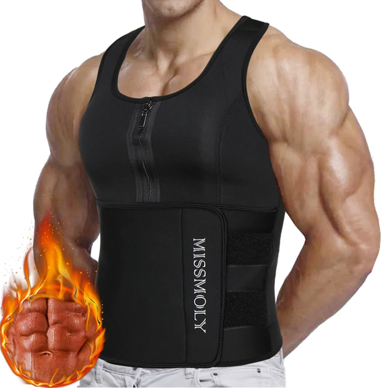 Mens Waist Trainer Vest Slimming Body Shaper Compression Shirt Workout Tank Top Shapewear Fitness Undershirt Fat Burn Sauna Suit