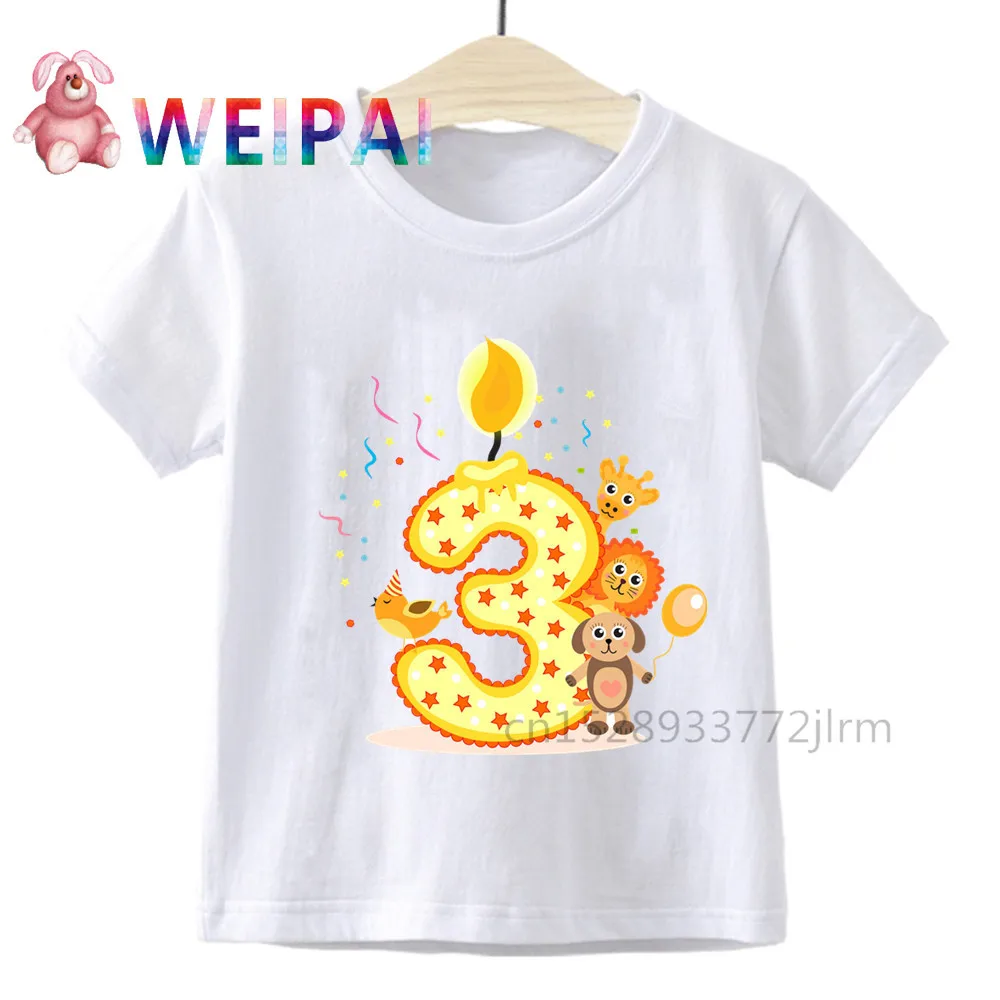 

Baby 3 Year Old T Shirt Kids Cute Cartoon Birthday Number 3 Print T-shirts Boy&Girl I Am 3 Funny Gift Tshirt Children Tops