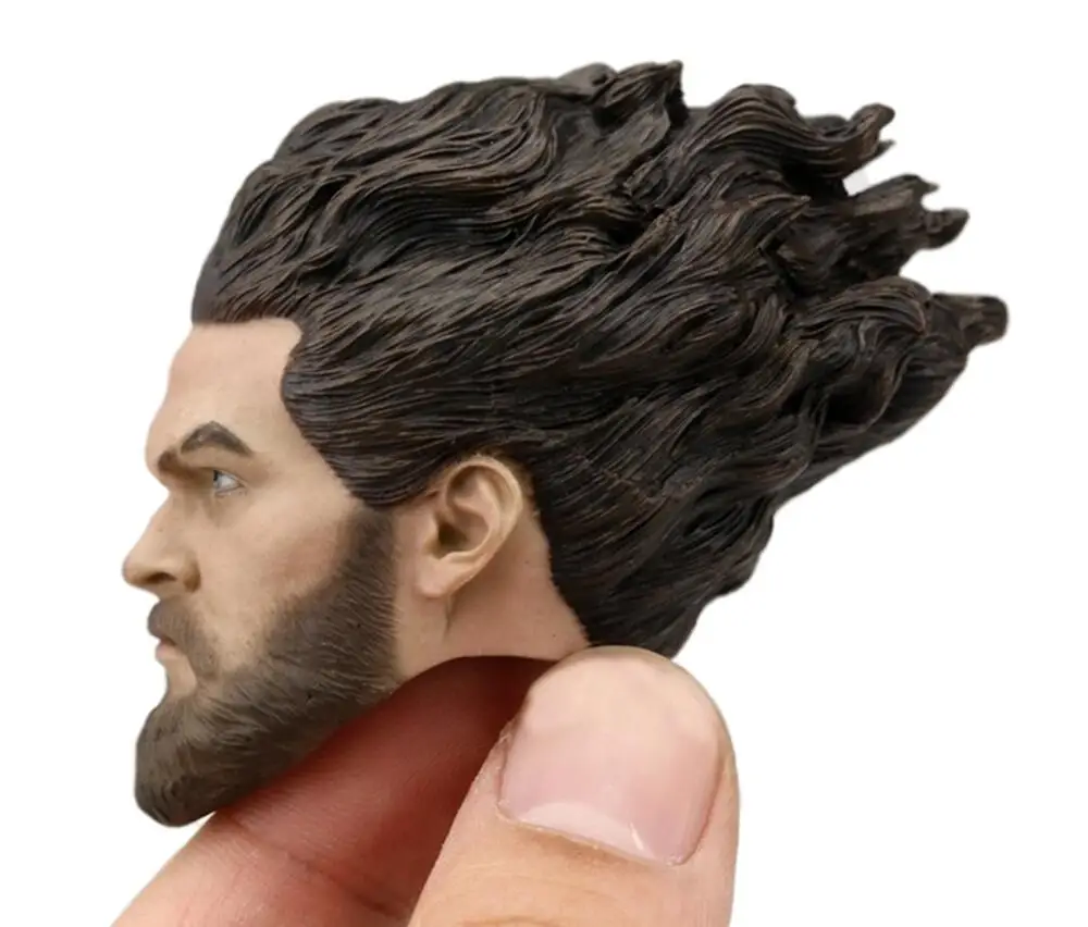 1/6 Rzeźbiony Król Morza Aquaman Jason Momoa Męski Model Głowy PVC Kręcone Włosy Pasuje Do 12-Calowej Figurki Akcji Lalki