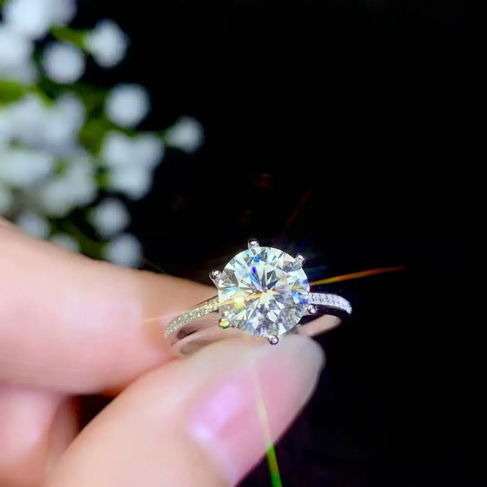 

moissanite New ring, 925 Sterling silver, beautiful color, sparkling, 1 carat 2 Carat Diamond moissanite