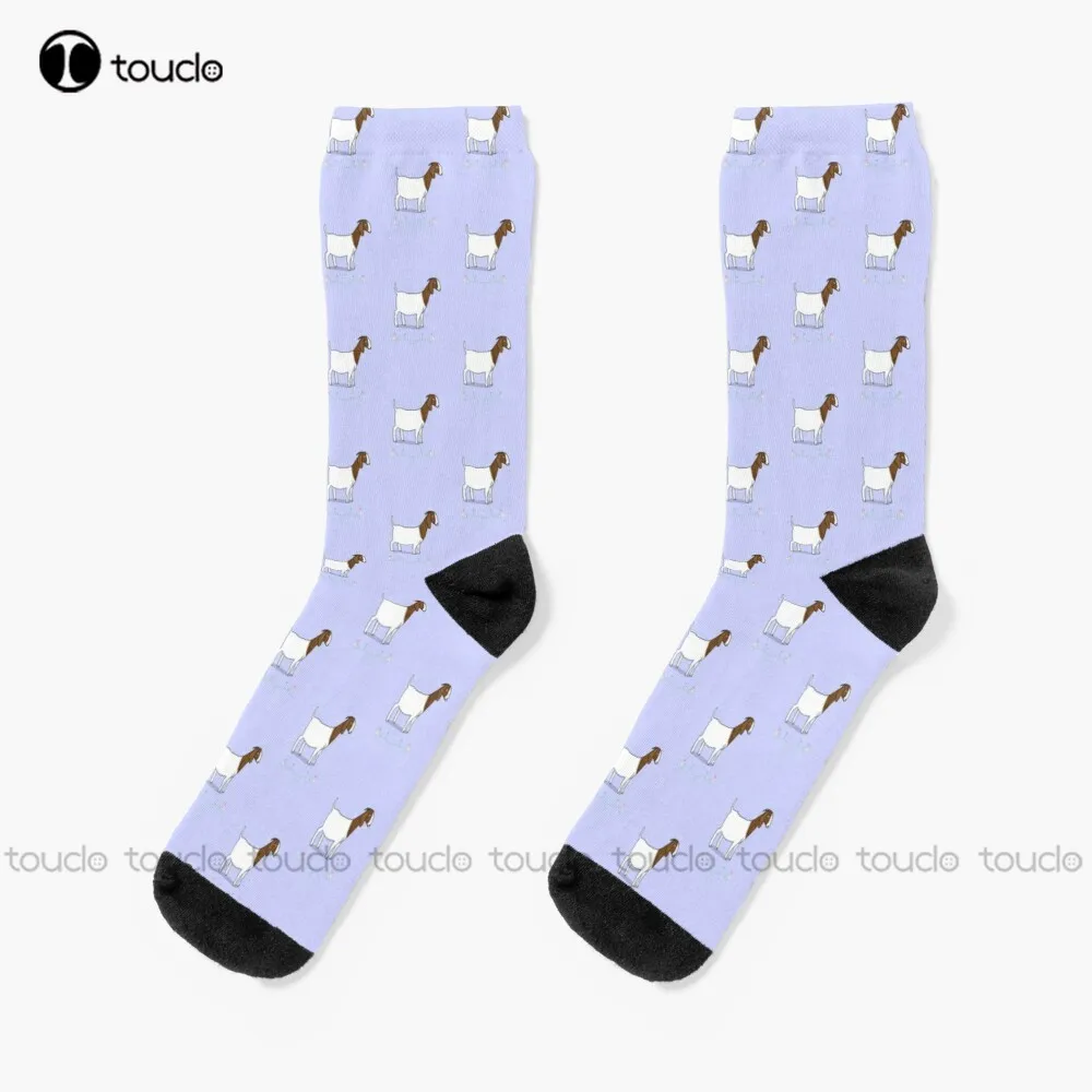 Long Eared (Boer) Goat On Lilac Background Socks Unisex Adult Teen Youth Socks Personalized Custom 360° Digital Print Funny Sock