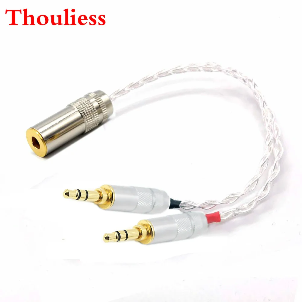 Thouliess-Cable adaptador de Audio para REPRODUCTOR DE Pono, adaptador de Audio balanceado hembra de 10cm 7N OCC plateado de 2x3,5mm macho a 4,4mm para PHA-3
