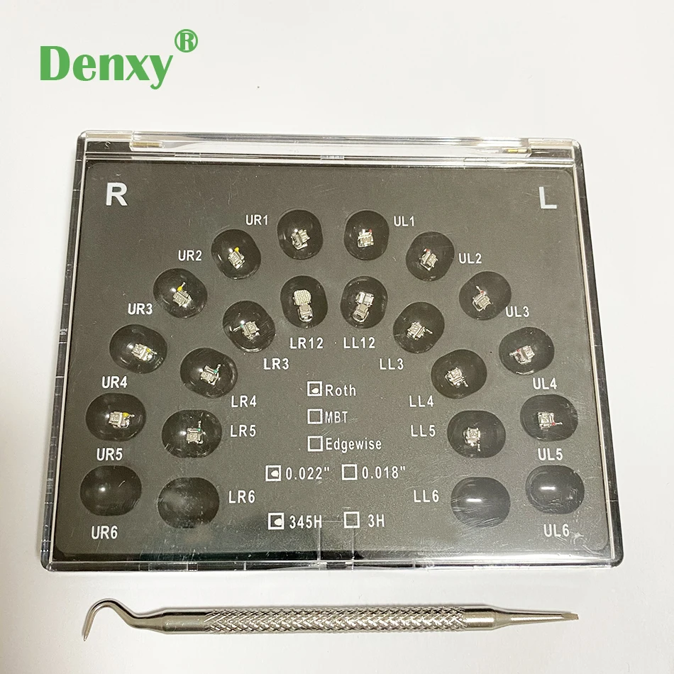 Denxy 1box High quality Passive Self Ligating bracket Metal Orthodontic Bracket Dental Orthodontic Brace dental clinic hot sale