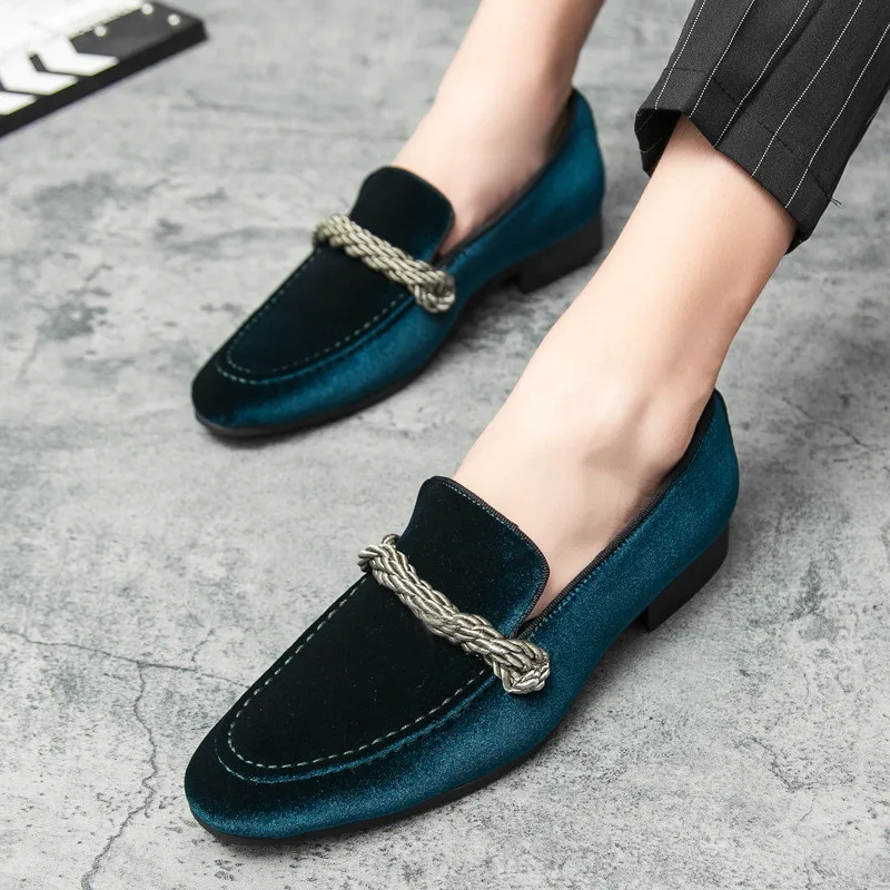 Men Suede Leather Loafers Cosplay Green Flats Slip-on Fashion Autumn Casual Moccasins Male Footwear Wedding Shoes Size 38-48