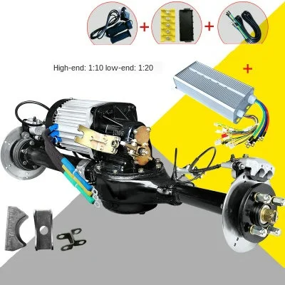 DC60V72V3000W disc brake brushless hub motor kit, electric tricycle rear axle assembly, load-bearing wheels, size optional