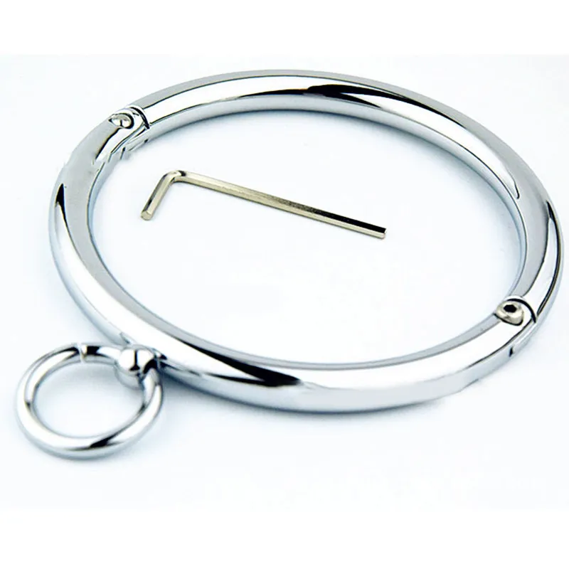 Rvs Kraag Hals Ring Slave Bdsm Metalen Kraag Slave Bondage Positionering Bandage Fetish Volwassen Spelletjes Speeltjes Voor Vrouw