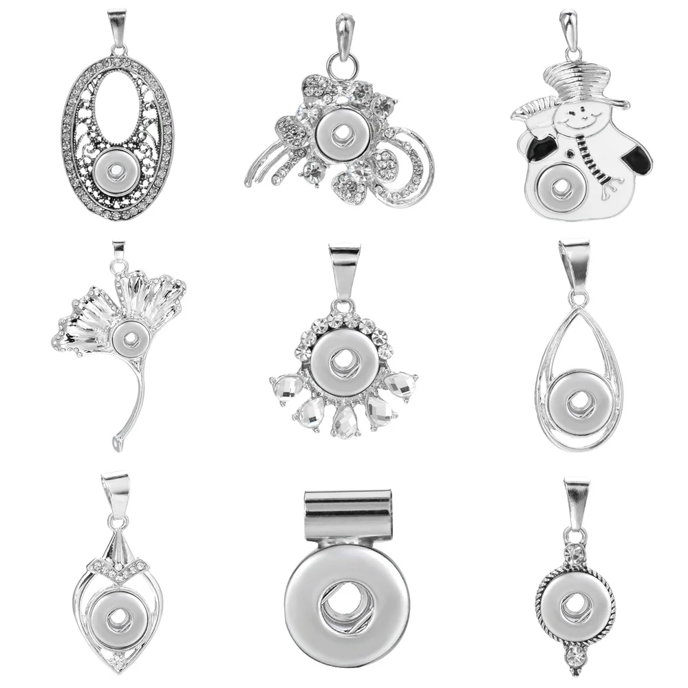 10pcs/lot Wholesale Snap Jewelry Pendant Metal Rhinestone Crystal Mini 12mm Snap Button Necklace Pendant DIY Snaps Jewelry