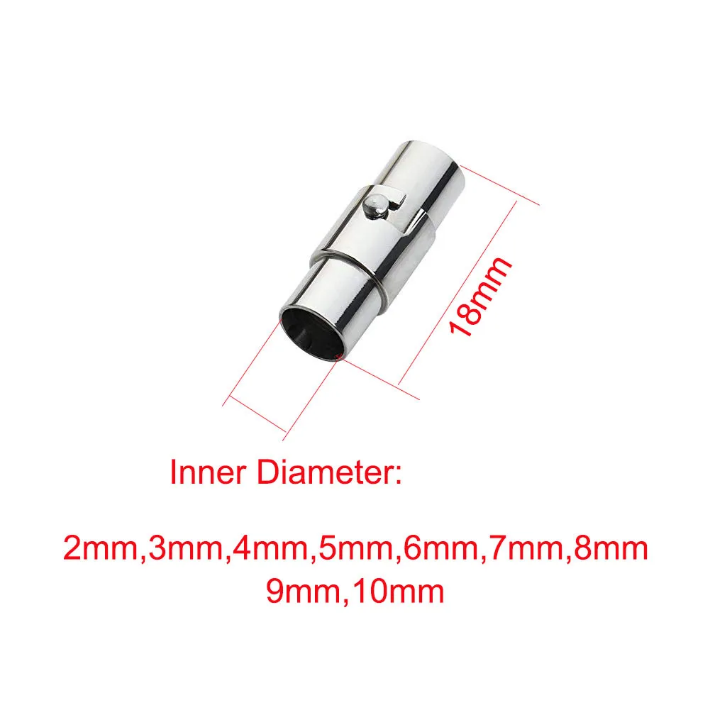 5Pcs/lot Stainless Steel Leather Cord Magnetic Clasp For Jewelry DIY Making Cylinder Design End Cap Clasp Connector